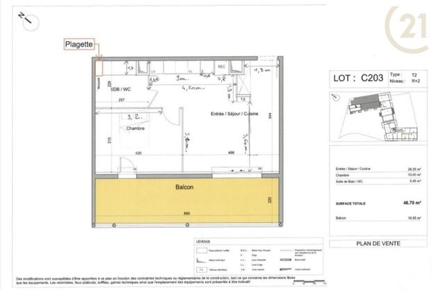 Appartement F2 à vendre - 2 pièces - 46.0 m2 - ST ANDRE DE SANGONIS - 34 - LANGUEDOC-ROUSSILLON - Century 21 Agi Immobilier